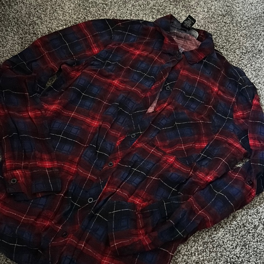 Red and navy blue flannel